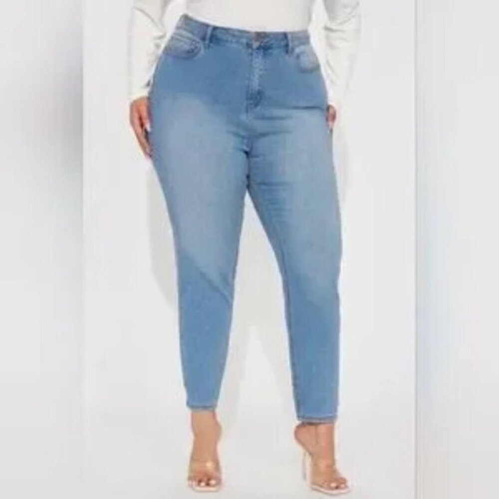 FASHION NOVA wifey high rise jeans light wash skinny super stretch size 3X